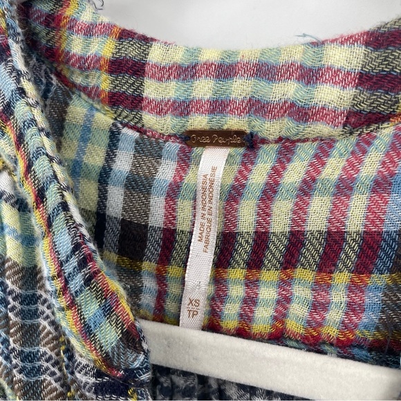 Free People come On Over Plaid Top Oversized XS - Picture 2 of 8